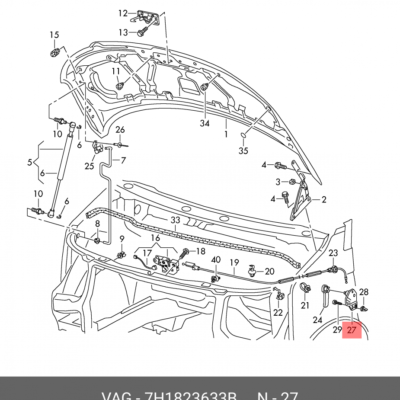 HANDLE FOR HOOD VW TRANSPORTER T5/T6/T7/T8 SET | 7H1823633B
