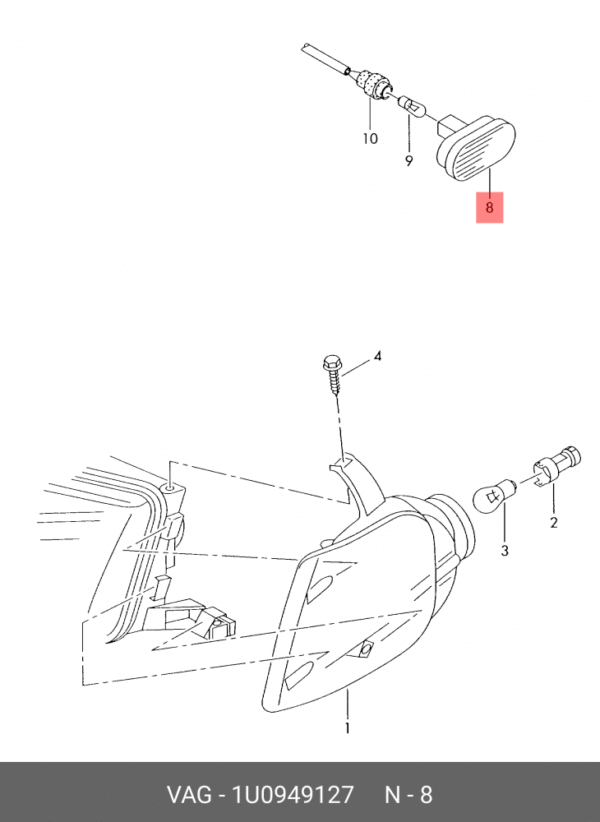 TURN SIGNAL LAMP ORANGE  AUDI / SKODA / SEAT | 1U0949127 - Image 2