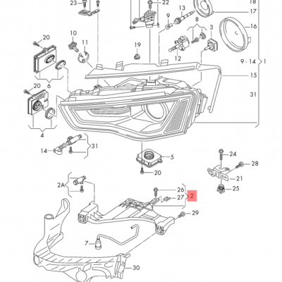 HEADLIGHT BRACKET FOR AUDI A4-A5-S4-S5 2013-2017 LOWER PART RIGHT 8T0941454D