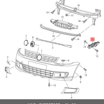 BRACKET FOR FRONT BUMPER VW CADDY 2011-2015 L | 2K5807183