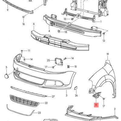 BRACKET FOR FRONT BUMPER VW JETTA 2011-2014 R | 5C6807184