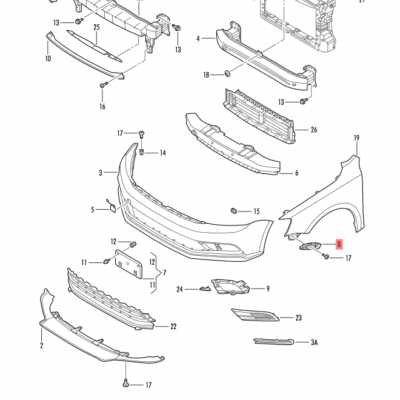 BRACKET FOR FRONT BUMPER VW JETTA 2015>> L | 5C6807183A