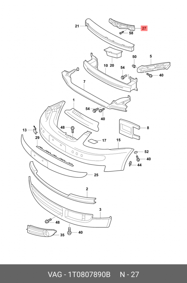 BRACKET FOR FRONT BUMPER VW CADDY 2004-2011/VW TOURAN 2003-2006 RIGHT 1T0807890B - Image 2