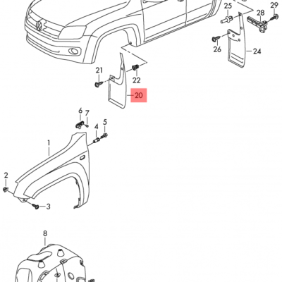 MUD TRAPPER PLASTIC FRONT VW AMAROK L | 2H0821809F