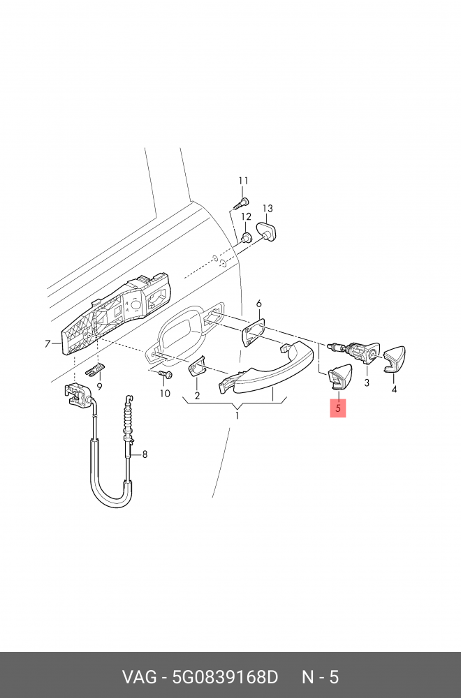 DOOR HANDLE CAP VW ARTEON / GOLF / PASSAT / T-ROC R | 5G0839168D GRU - Image 2