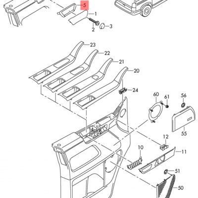 INNER DOOR HANDLE SET VW TRANSPORTER T6 NEW TYPE 2010-2015 TWO SEAT R (SURFACE COATED) | 7H0867180G/171C