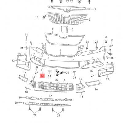 TOW HOOK EYE COVER CAP SKODA SUPER B 2015>> | 3V0807241