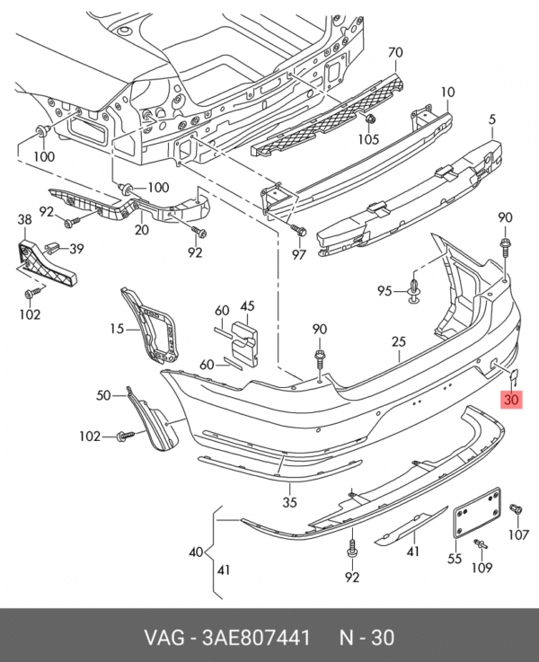 TOW HOOK EYE COVER CAP VW PASSAT 2011-2015 | 3AE807441 - Image 2