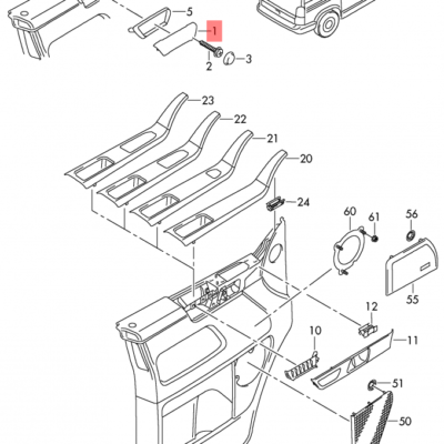 INNER DOOR HANDLE VW TRANSPORTER T5 | 7H0867171B