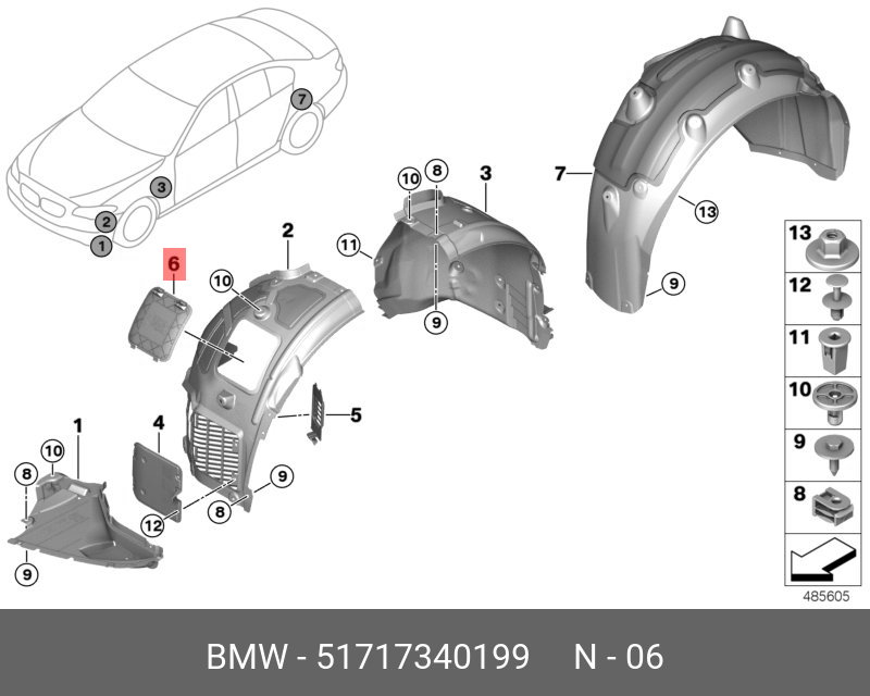 INNER FENDER COVER BMW G30 G11 2016> | 51717340199 - Image 2