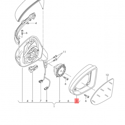 MIRROR FRAME VW GOLF 7 2013>> L | 5G0857601