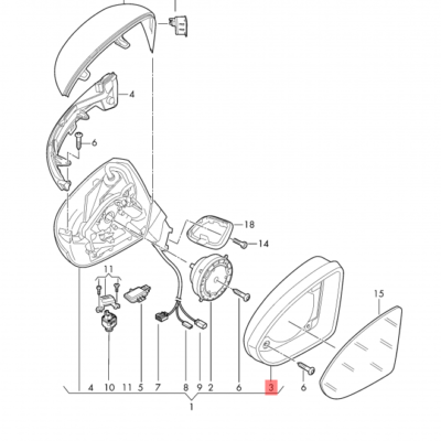 MIRROR FRAME VW PASSAT 2015>> L | 3G0857601