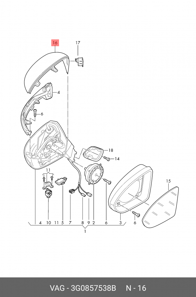 MIRROR COVER VW PASSAT 2015>> R | 3G0857538B - Image 2