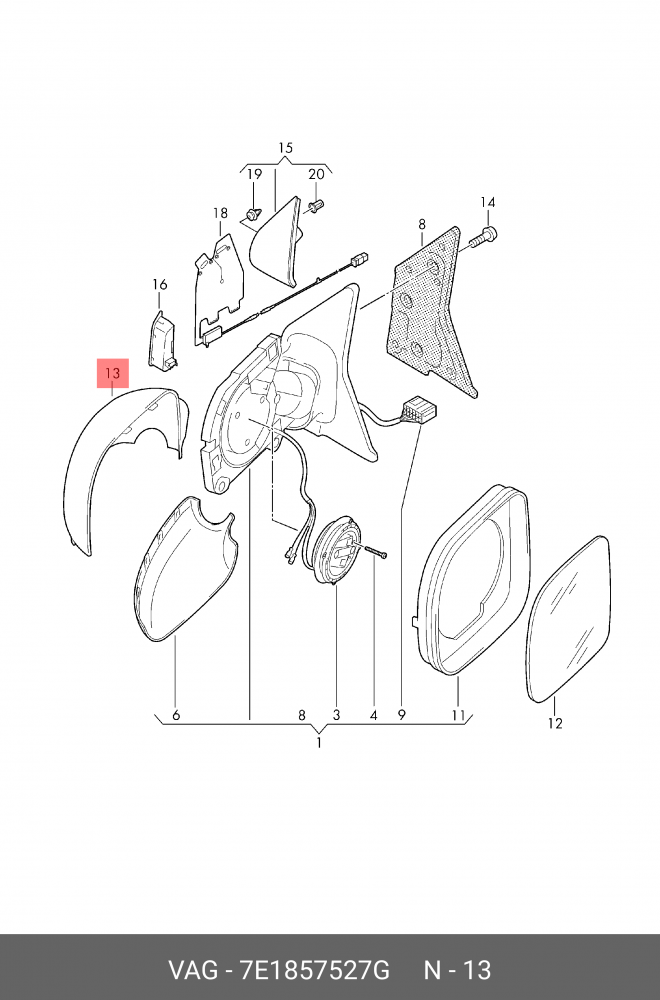 MIRROR COVER VW T6/ T7 / T8/ AMAROK TO BE PAINTED L | 7E1857527G/2H0857527 - Image 2