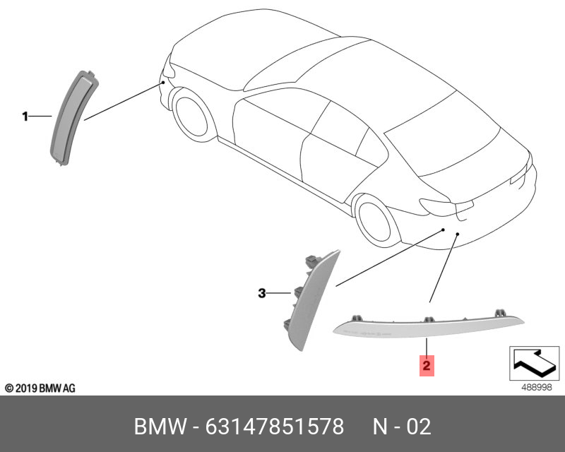 REFLECTOR BMW G30 M-TECH 2017>> R | 63147851578 - Image 2