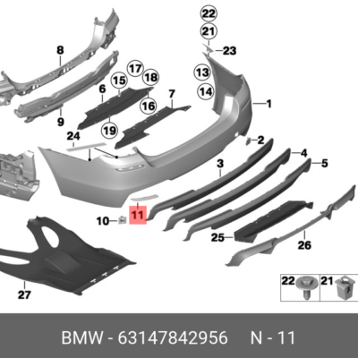 REFLECTOR BMW F10 M-TECH 2010-2013 R | 63147842956