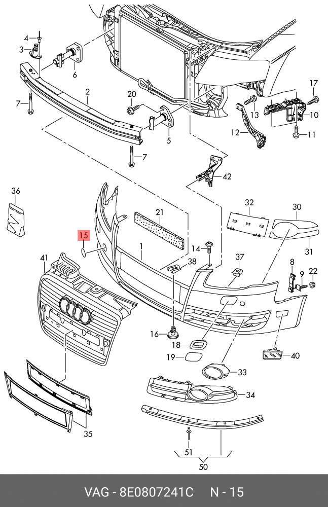 TOW HOOK EYE COVER CAP AUDI A4 2005-2008 | 8E0807241C - Image 2