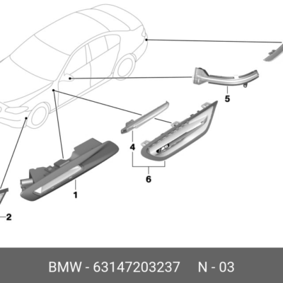 REFLECTOR BMW M5 STYLE F10 2010-2013 L | 63147203237
