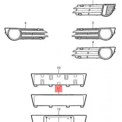 FRONT BUMPER NUMBER PLATE BACKING AUDI A3 2004>> GREY | 8P4807285G 1QP