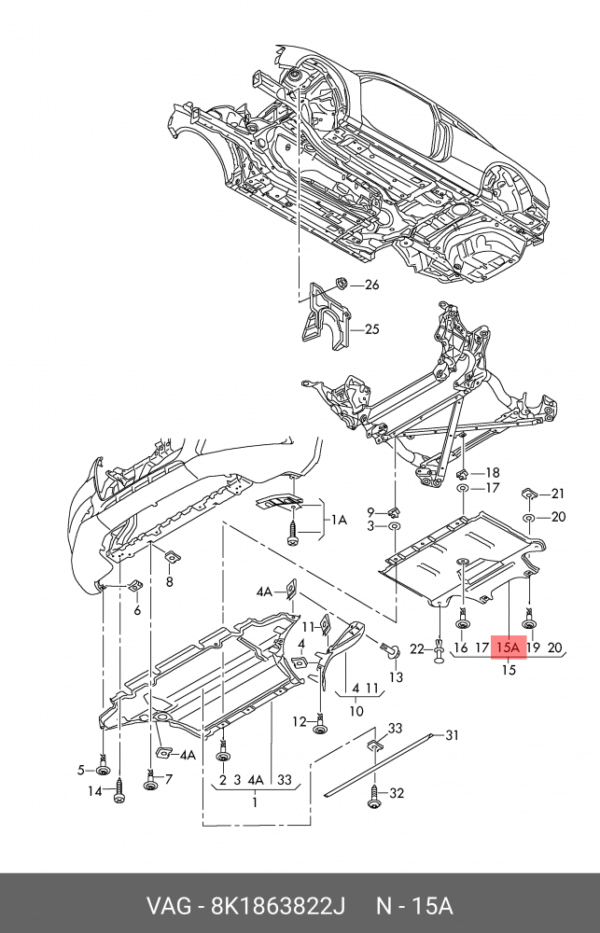 BOTTOM ENGINE COVER AUDI A4 2008-2015 | 8K1863822JI Engine Splash Shield - Image 2