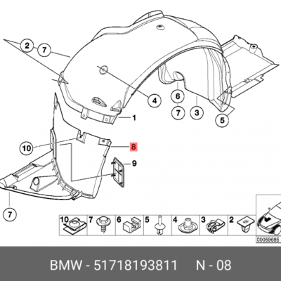 INNER FENDER (INJECTION) BMW E46 SEDAN L | 51718193811