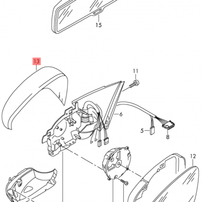 MIRROR COVER VW PASSAT/ CC/ JETTA/ SCIROCCO 2011>> R | 3C8857538