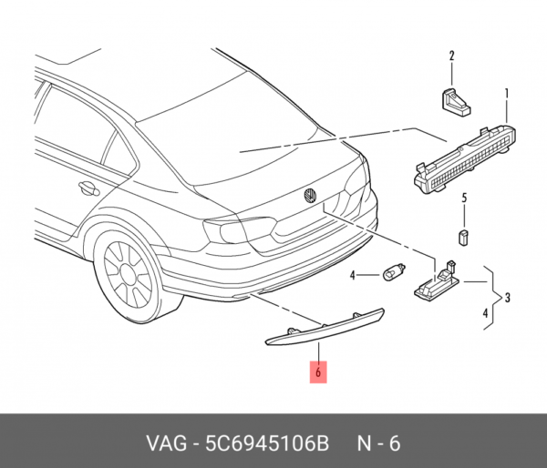 REFLECTOR VW JETTA 2015 >> R | 5C6945106B - Image 2