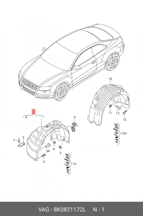 AUDI-A4 2013-2016 RIGHT FRONT WHEEL ARCH SPLASH GUARD/ PN 8K0821172L - Image 3