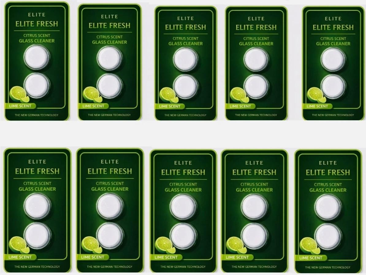 Elite Fresh 10 Packs Windshield Glass Washer Tablets Citrus Lime Scent for Cars - Image 4