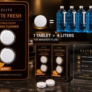 Citrus Glass Cleaner Tablets - Elite Fresh Effervescent for Car & Home Use