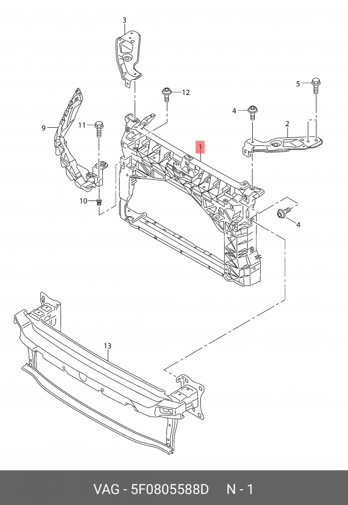 SEAT LEON 2013 ONWARD RADIATOR SUPPORT SLAM PANEL (THICK TYPE) 5F0805588D - Image 2
