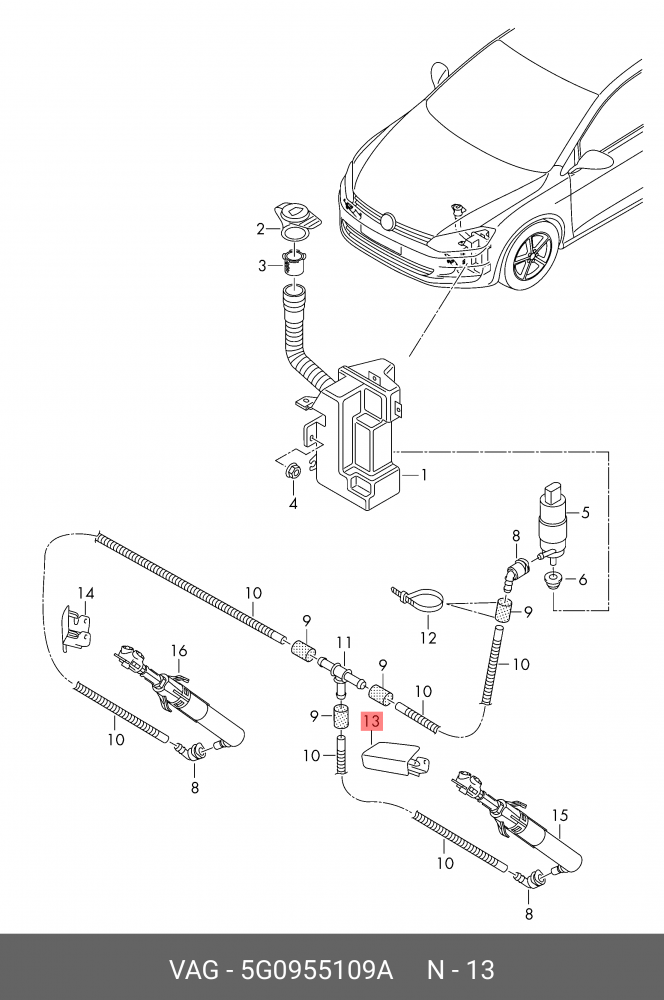 Front Left Headlight Washer Cap For VW Golf 7-5- 5G0955109A - Image 2