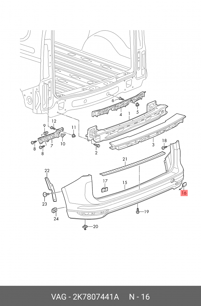 Volkswagen Caddy Rear Bumper Towing Eye Cover Cap 2K7807441A Black ABS - Image 2
