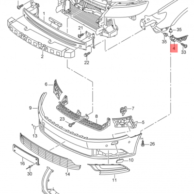 VW Passat CC Left Front Bumper Mounting Bracket 2013 On 3C8807183C