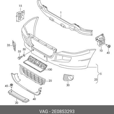 NEW VW Crafter Front Bumper Tow Hook Cover Eye Cap 2006-2016, OEM 2E0853293