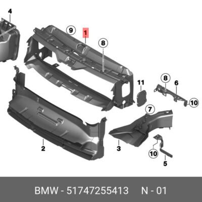 BMW 3 Series F30/F31 Upper Radiator Air Duct OEM 51747255413 – New Parts