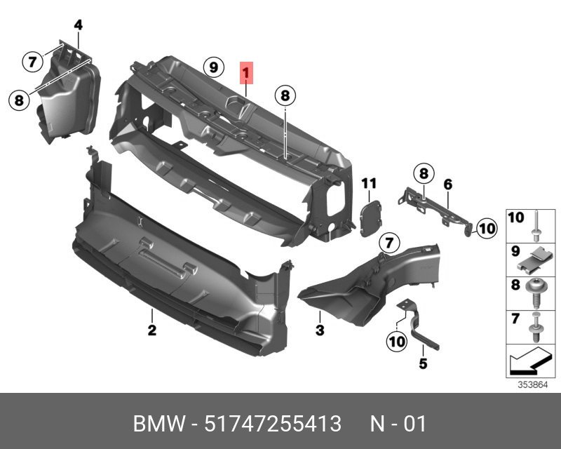 BMW 3 Series F30/F31 Upper Radiator Air Duct OEM 51747255413 - New Parts - Image 2